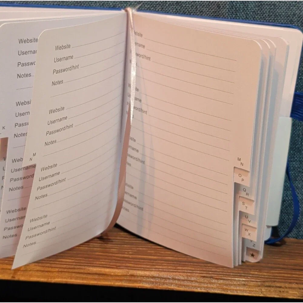 Password Book Internet Logbook Organizer Alphabetical Tabs Blue 4x5